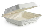 BioCane PLA biodegradable and compostable hinged lunch box, plain, 91oz
