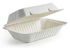 BioCane PLA biodegradable and compostable hinged lunch box, plain, 96oz