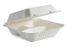 BioCane PLA biodegradable and compostable hinged lunch box with three compartments, 83oz