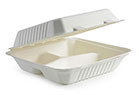 BioCane PLA biodegradable and compostable hinged lunch box with three compartments, 93oz
