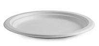 BioCane compostable white plate made from sugarcane, 9oz, 10oz and 16oz