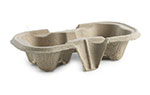 Compostable recycled paper cup tray, 2-cup