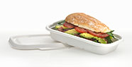 BioCane takeaway lidded container, compostable, made from sugarcane